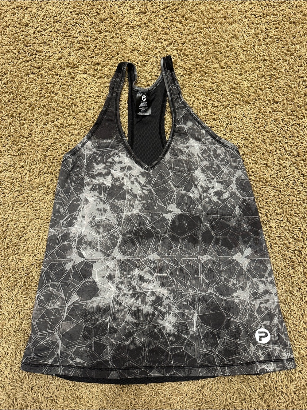 Pelagic Black and Gray Geometric Racerback Tank